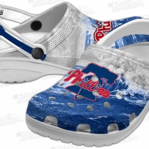 Philadelphia Phillies MLB Crocs Clogs - Wave Swirl Blue White Baseball Fan Footwear 2