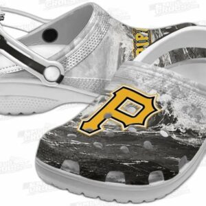 Pittsburgh Pirates MLB Crocs Clogs - Wave Swirl Black White Baseball Fan Footwear 2