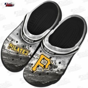 Pittsburgh Pirates MLB Crocs Clogs - Wave Swirl Black White Baseball Fan Footwear 3