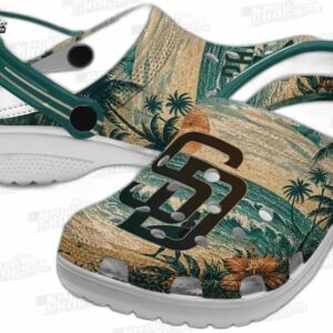 San Diego Padres MLB Crocs Clogs - Wave Scene Fir Green Baseball Fan Footwear 2