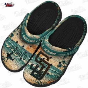 San Diego Padres MLB Crocs Clogs - Wave Scene Fir Green Baseball Fan Footwear 3