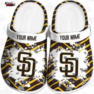 San Diego Padres MLB Crocs Clogs - Zigzag Paint Burst Baseball Fan Footwear