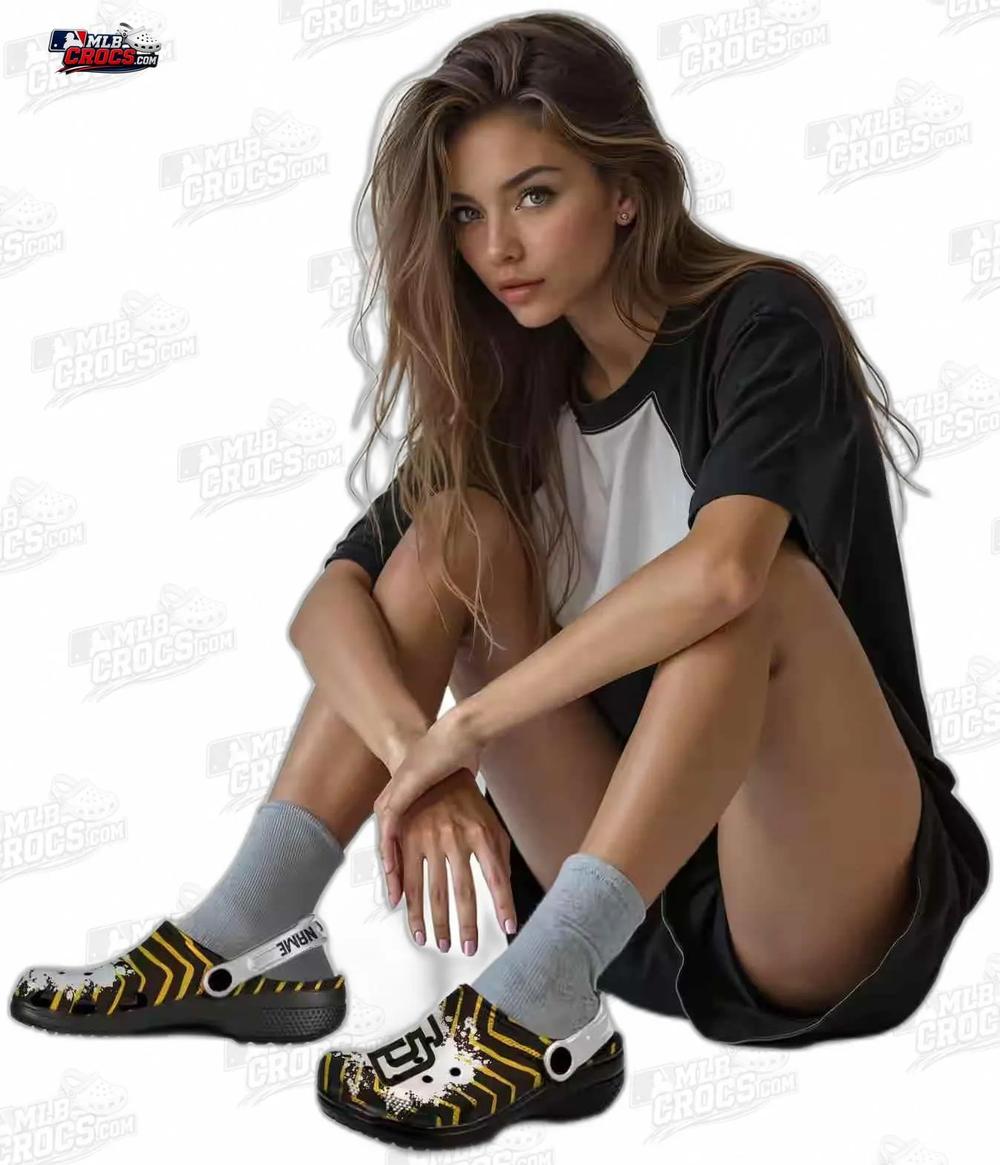 San Diego Padres Brown Gold SD Paint Burst Crocs – Custom Name Baseball Clogs San Diego Padres Brown Gold SD Paint Burst Crocs – Custom Name Baseball Clogs