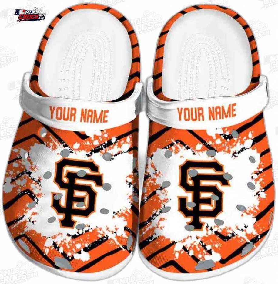 San Francisco Giants Orange Black SF Paint Burst Crocs – Custom Name Baseball Clogs San Francisco Giants Orange Black SF Paint Burst Crocs – Custom Name Baseball Clogs