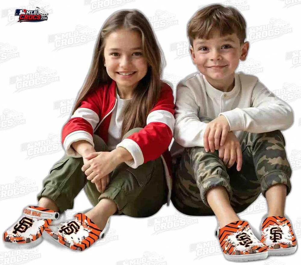 San Francisco Giants Orange Black SF Paint Burst Crocs – Custom Name Baseball Clogs San Francisco Giants Orange Black SF Paint Burst Crocs – Custom Name Baseball Clogs