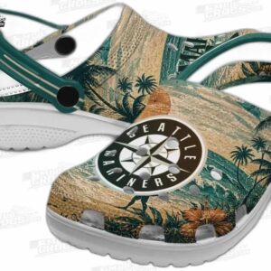 Seattle Mariners MLB Crocs Clogs - Wave Scene Fir Green Baseball Fan Footwear 2