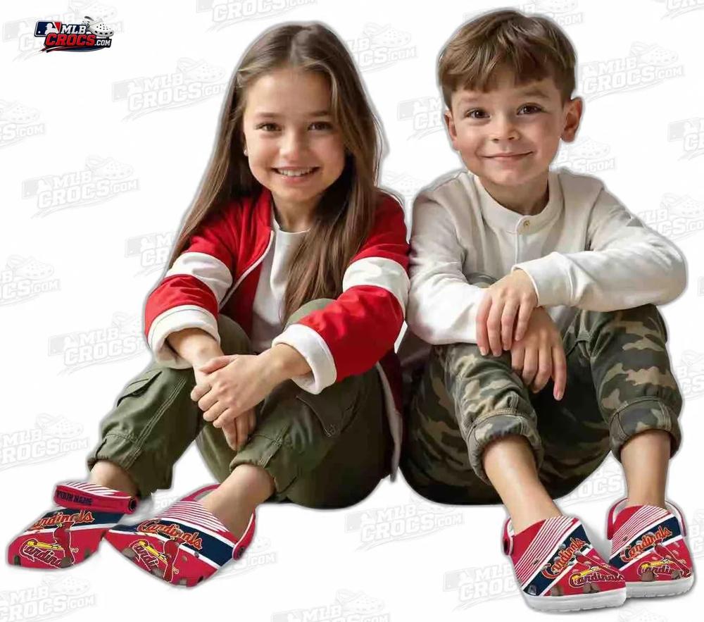 St. Louis Cardinals Diagonal Stripe Custom Name Crocs – Red Navy Baseball Clogs St. Louis Cardinals Diagonal Stripe Custom Name Crocs – Red Navy Baseball Clogs