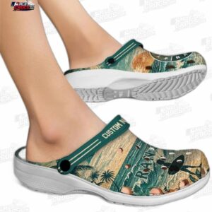Texas Rangers MLB Crocs Clogs - Wave Scene Fir Green Baseball Fan Footwear 1