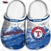 Texas Rangers Tropical Sunset Wave Crocs – Custom Name Baseball Clogs