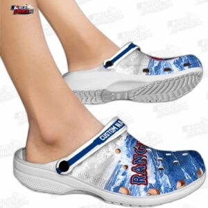 Texas Rangers MLB Crocs Clogs - Wave Swirl Blue White Baseball Fan Footwear 1