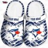 Toronto Blue Jays Tropical Sunset Wave Crocs – Custom Name Baseball Clogs