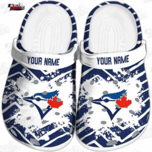 Toronto Blue Jays Maple Leaf Splash Crocs – Custom Name Baseball Clogs