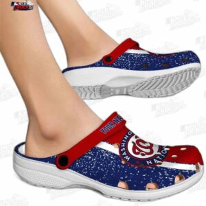 Washington Nationals MLB Crocs Clogs - Vertical Stripes Baseball Fan Footwear 1