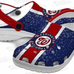 Washington Nationals MLB Crocs Clogs - Vertical Stripes Baseball Fan Footwear 2