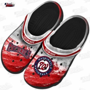 Washington Nationals MLB Crocs Clogs - Wave Swirl Red White Baseball Fan Footwear 3
