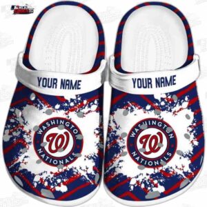 Washington Nationals MLB Crocs Clogs - Zigzag Paint Burst Baseball Fan Footwear