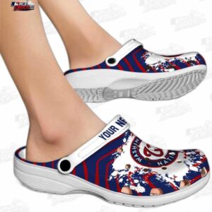 Washington Nationals MLB Crocs Clogs - Zigzag Paint Burst Baseball Fan Footwear 1